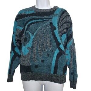Unisex Vintage 1980's Funky Retro Crewneck Saturdays Knit Sweater SIZE SMALL